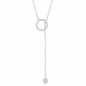 Sterling Silver Small Open CZ Ring and Small Disc Necklace