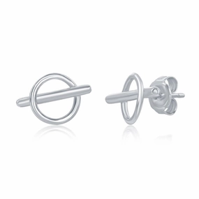 Sterling Silver Small Open Hoop Bar Earrings