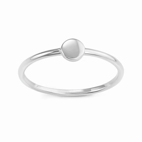 Sterling Silver Small Round Disc Ring, Size 9