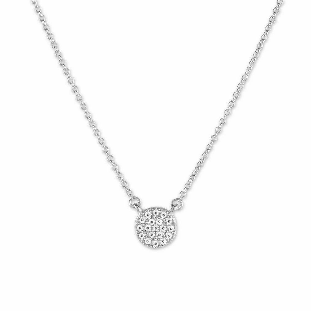 Sterling Silver Small Round Micro Pave Necklace