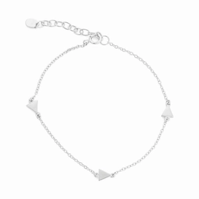 Sterling Silver Small Shiny Triangles Bracelet, 6.5"