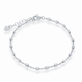 Sterling Silver Small Square Bead Bracelet, 7"