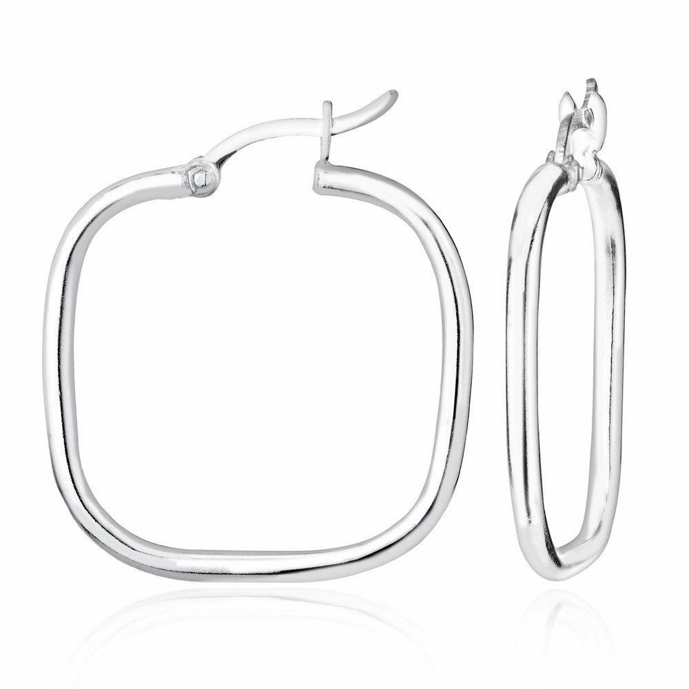Sterling Silver Small Square Hoop Earrings, 2 x 26 mm