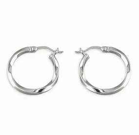 Sterling Silver Small Twist Hoop Ladies Earrings