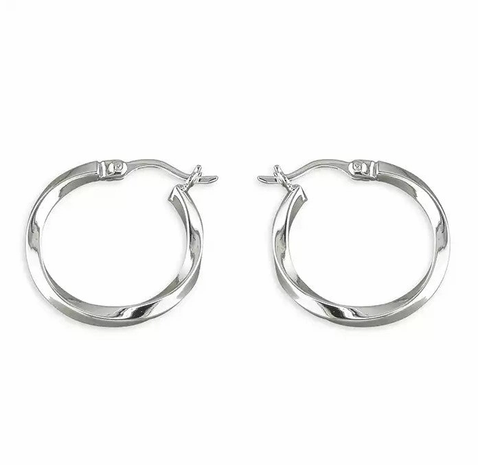 Sterling Silver Small Twist Hoop Ladies Earrings