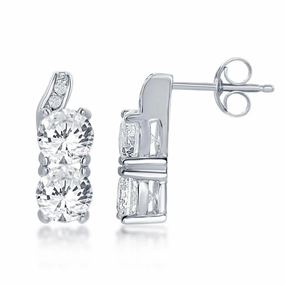 Sterling Silver Square CZ Earrings