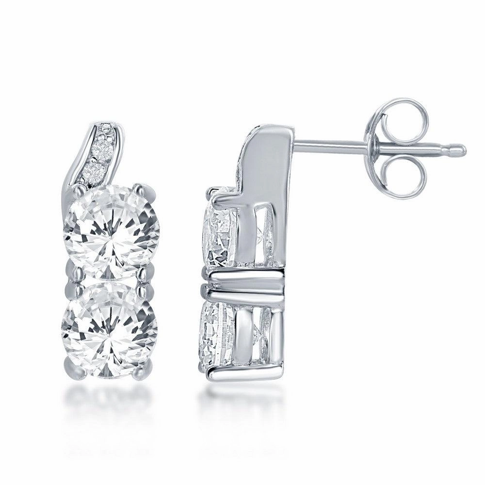 Sterling Silver Square CZ Earrings
