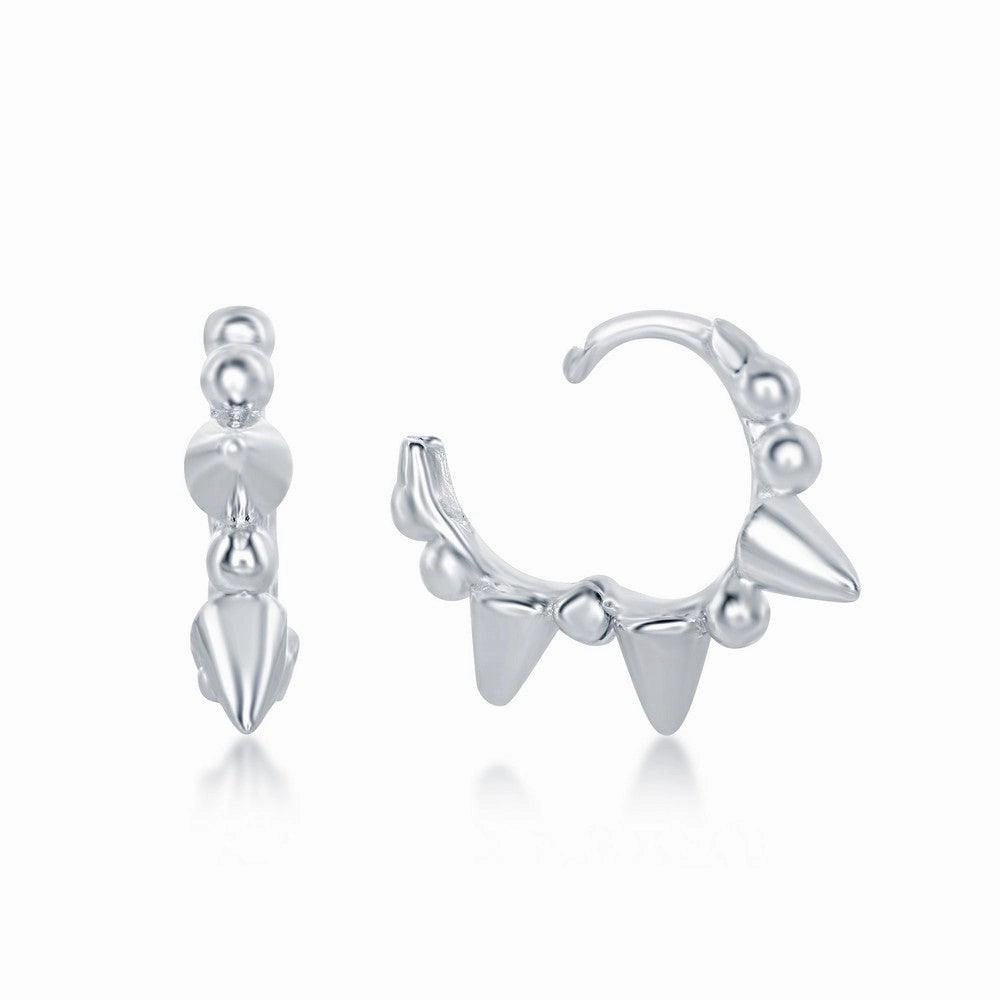 Sterling Silver Studded Mini Hoop Earrings