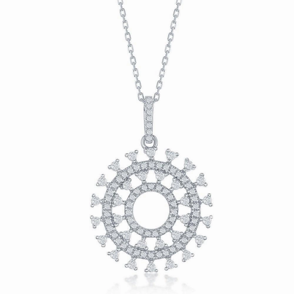 Sterling Silver Sun Design CZ Pendant