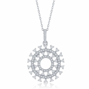 Sterling Silver Sun Design CZ Pendant