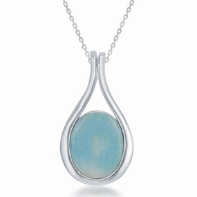 Sterling Silver Teardrop Larimar Pendant