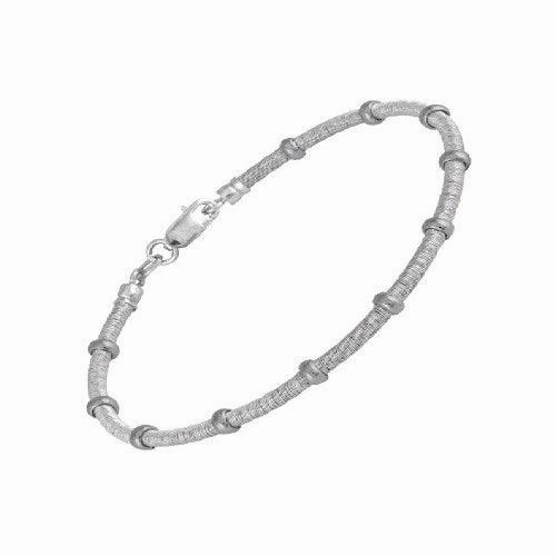 Sterling Silver Tight Coil with Silver Beads Bracelet, 7"