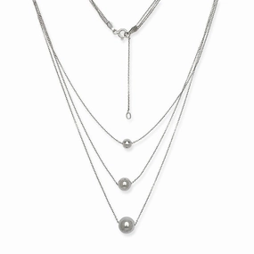Sterling Silver Triple Strand Bead Necklace