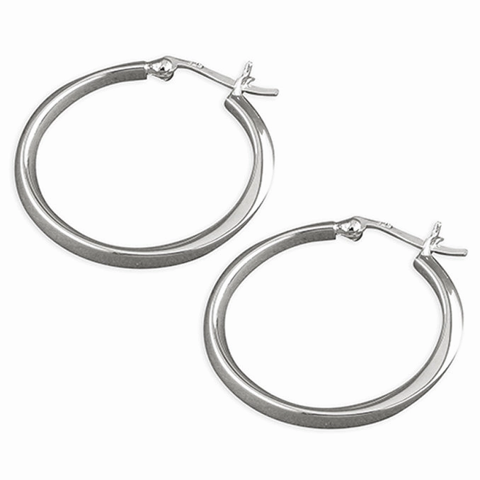 Sterling Silver Twist Hoop Ladies Earrings