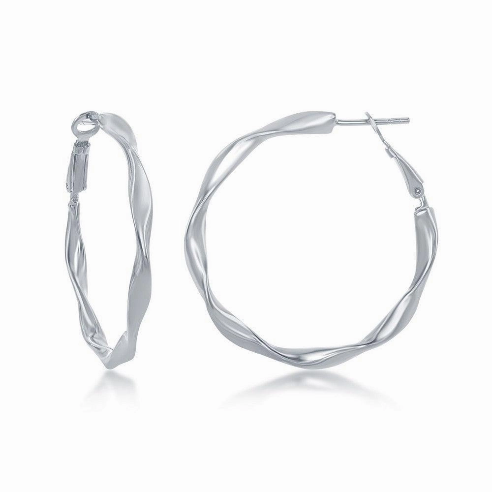 Sterling Silver Twisted Hoop Earrings