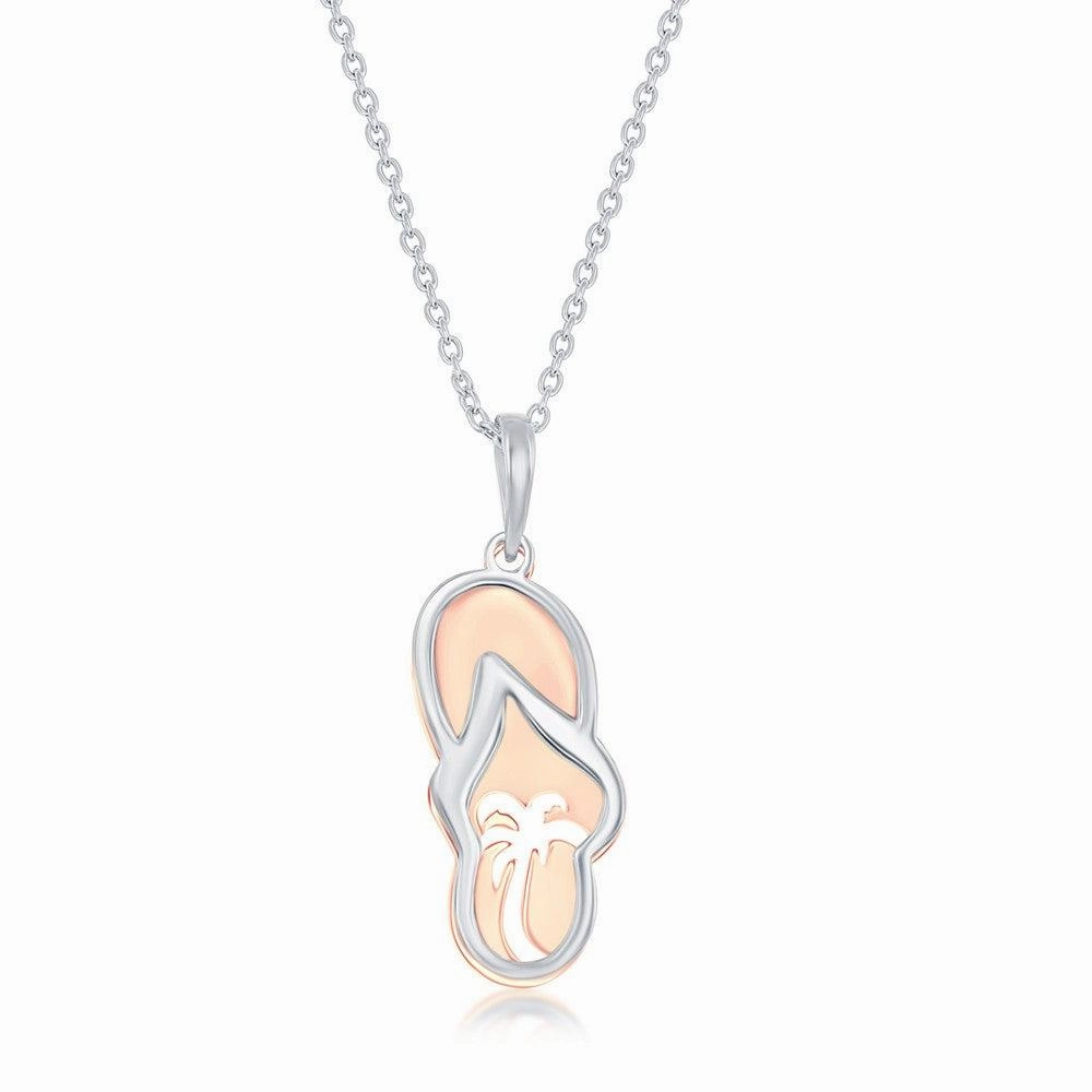 Sterling Silver Two Tone Flip Flop Necklace