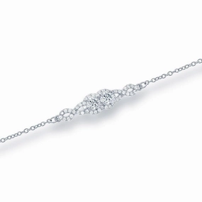 Sterling Silver Us2gether Center Two-Stone with Small CZ Bracelet