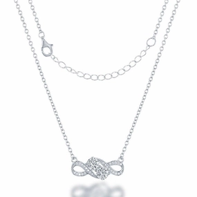 Sterling Silver Us2gether Two-Stone Overlapping CZ Necklace