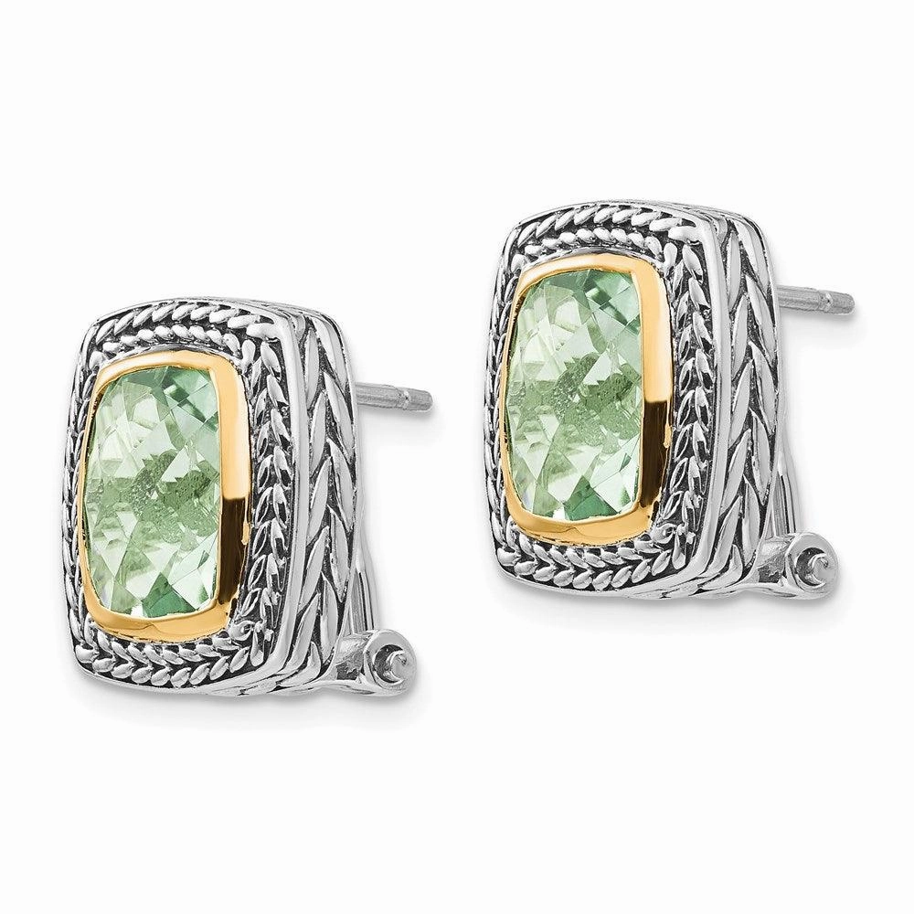 Sterling Silver w/14k Green Quartz Earrings