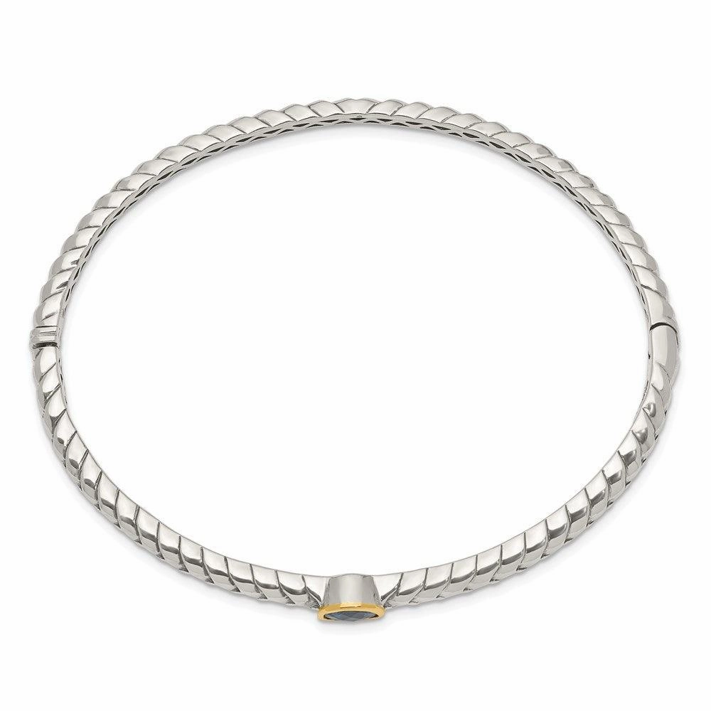 Sterling Silver w/14k London Blue Topaz Bangle