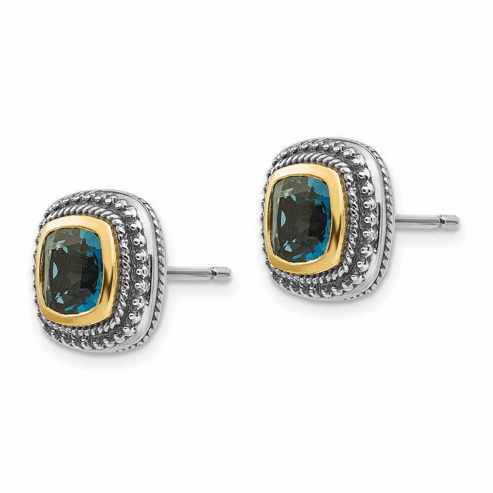 Sterling Silver w/14k London Blue Topaz Post Earrings