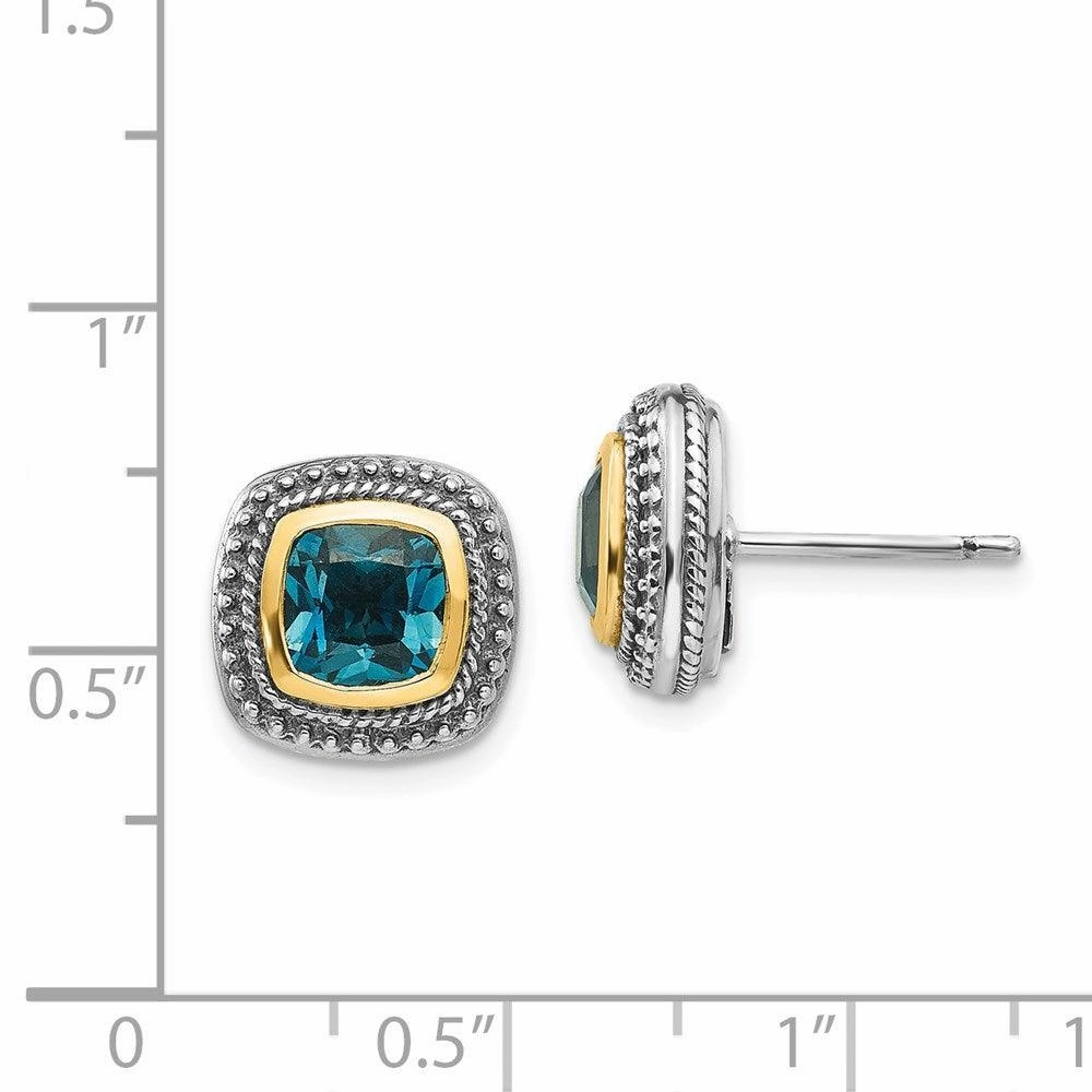 Sterling Silver w/14k London Blue Topaz Post Earrings
