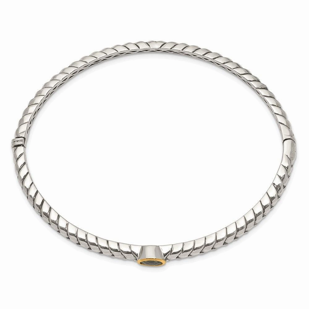 Sterling Silver w/14k Peridot Bangle Bracelet