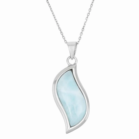 Sterling Silver Wavy Design Larimar Pendant
