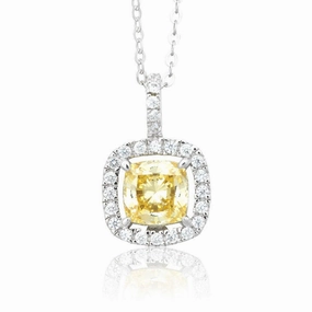 Sterling Silver White CZ Micro Pave Canary Pendant
