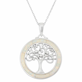 Sterling Silver White Inlay Tree of Life Pendant