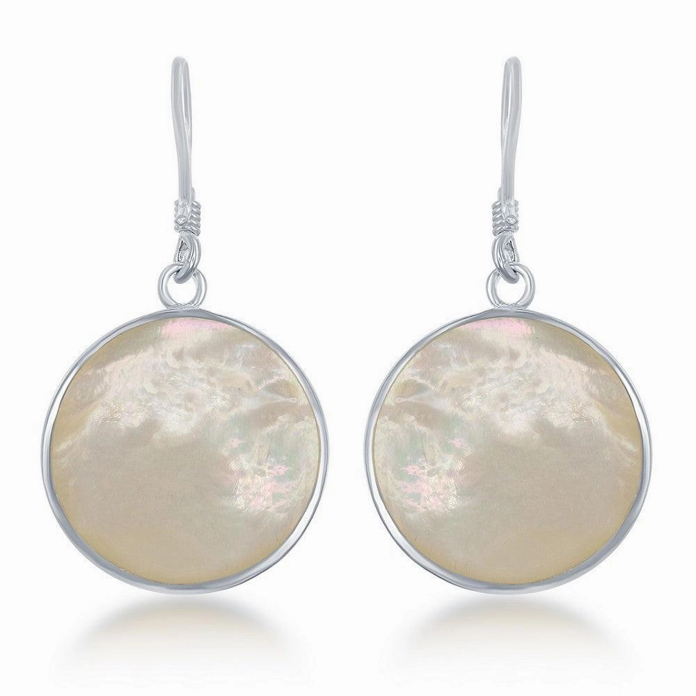 Sterling Silver White MOP and Tree of Life Earrings