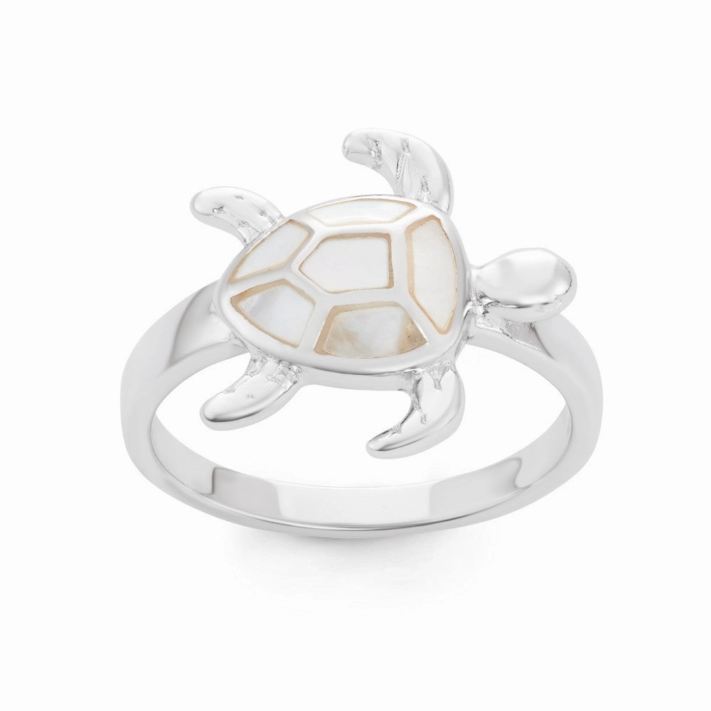 Sterling Silver White MOP Turtle Ring - W-1502