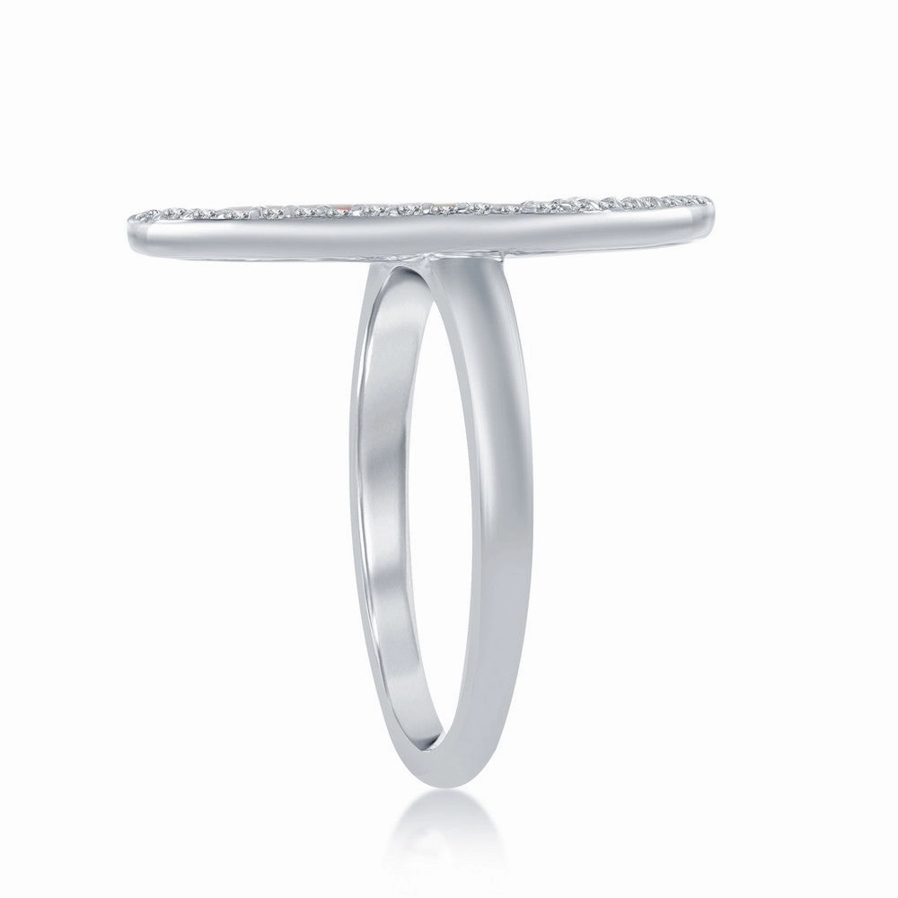 Sterling Silver White Opal Irregular Shape with CZ Ring - W-1972