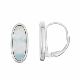 Sterling Silver White Oval MOP Earrings