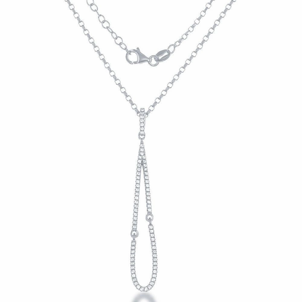 Sterling Silver White Topaz Teardrop Necklace