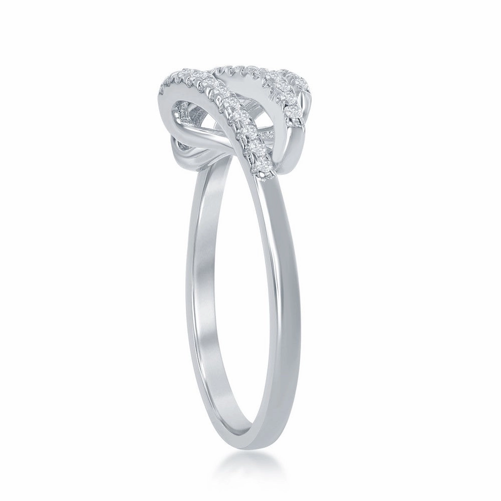 Sterlng Silver Triple CZ Row Ring - W-1322