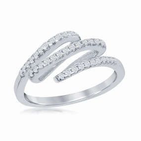 Sterlng Silver Triple CZ Row Ring - W-1322