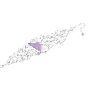 Swarovski Women's Bracelet - Organic Rhodium Plated with Crystals & Amethyst | 5132997