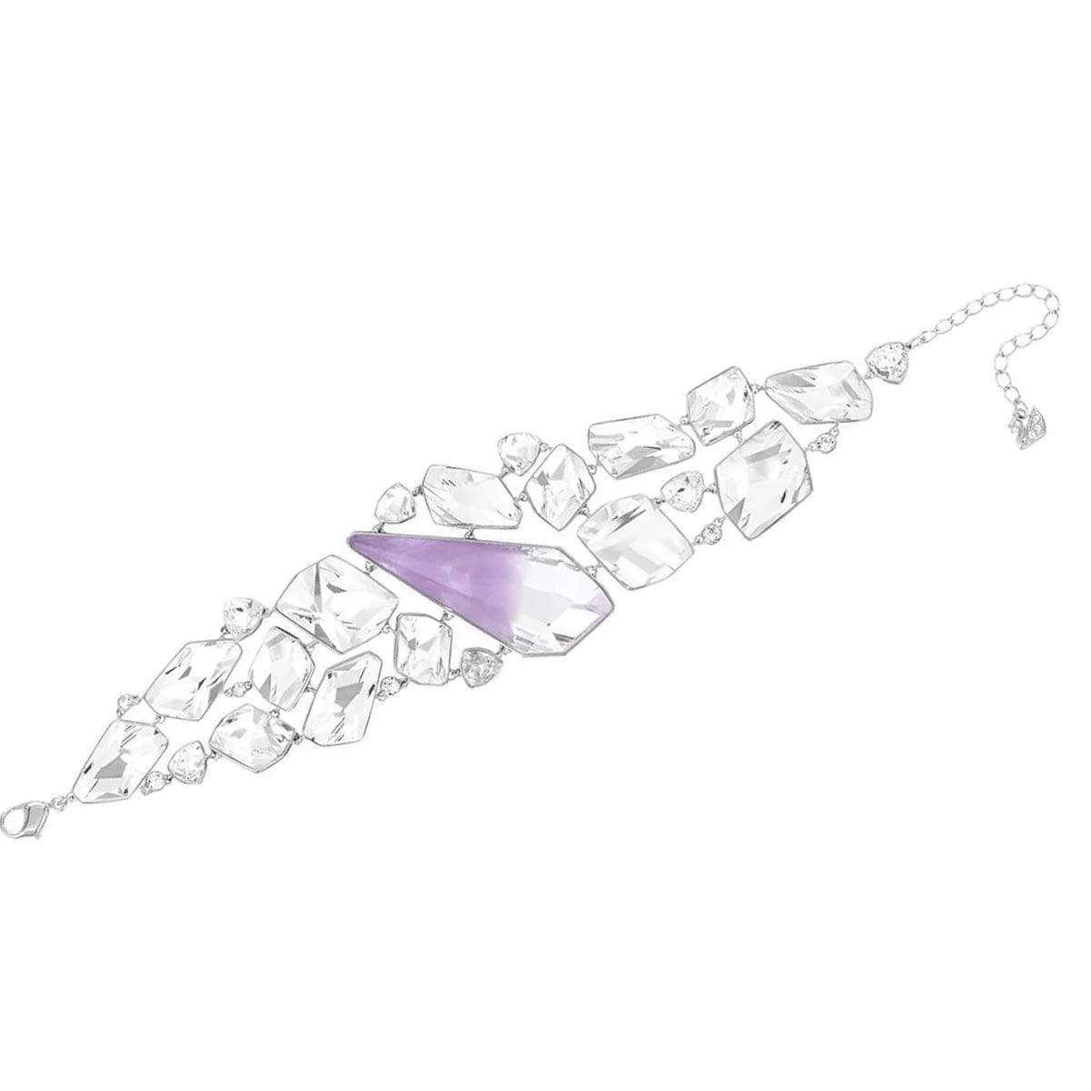 Swarovski Women's Bracelet - Organic Rhodium Plated with Crystals & Amethyst | 5132997