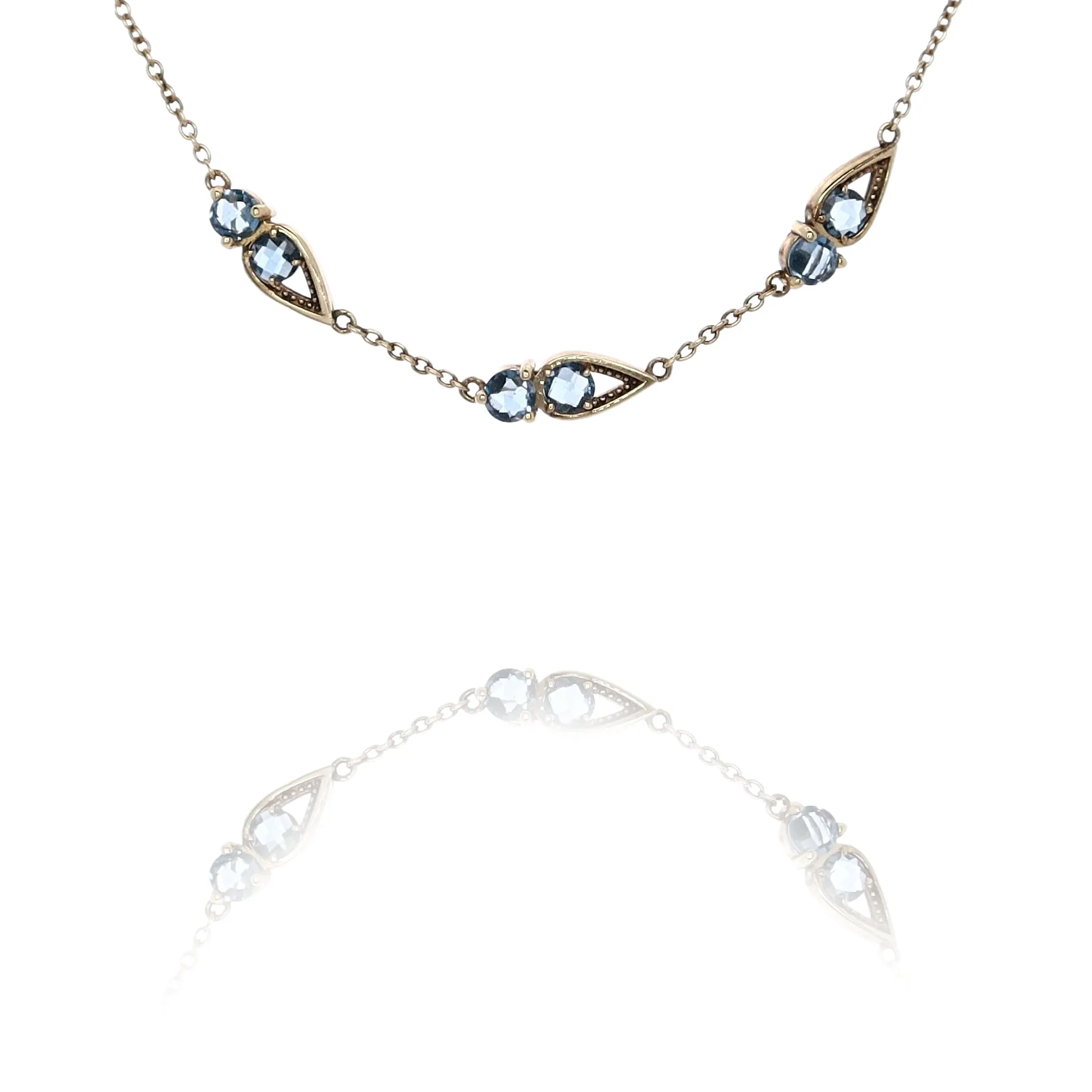 Tacori 14k Yellow Gold London Blue Topaz Double Stone Station Necklace