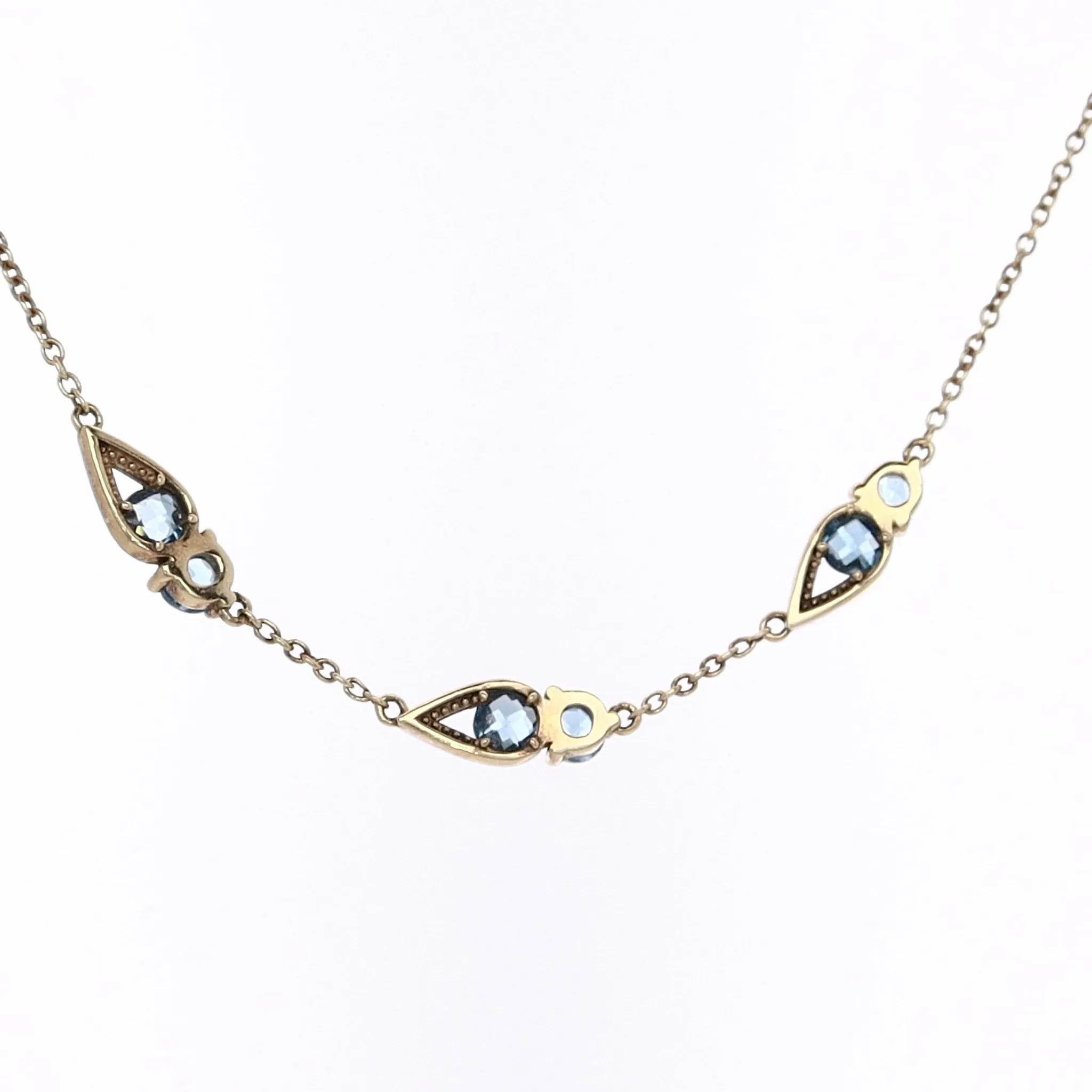Tacori 14k Yellow Gold London Blue Topaz Double Stone Station Necklace