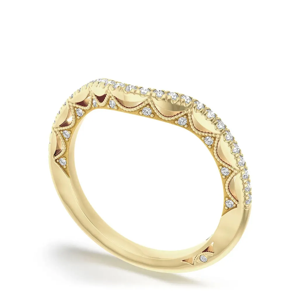 Tacori 18k Lunetta Crescent French Pav Diamond Contour Wedding Band