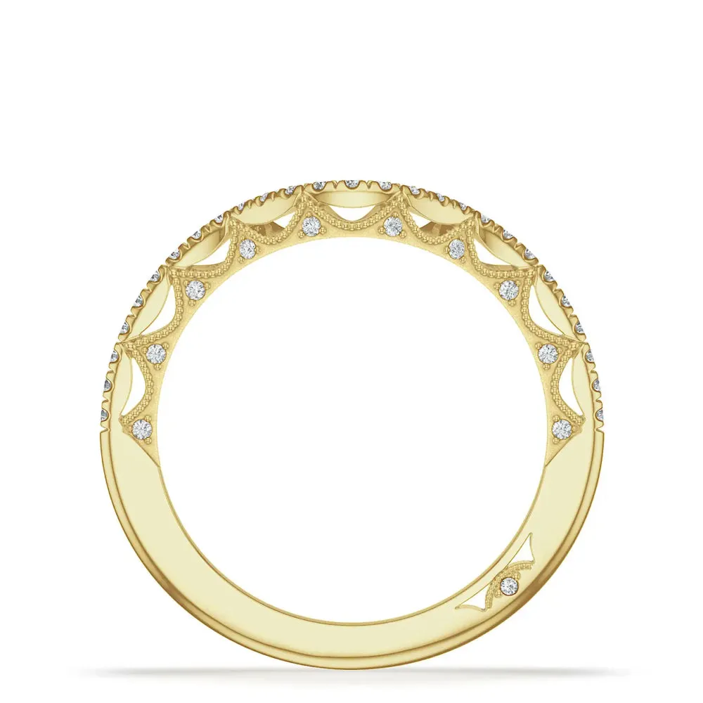 Tacori 18k Lunetta Crescent French Pav Diamond Contour Wedding Band