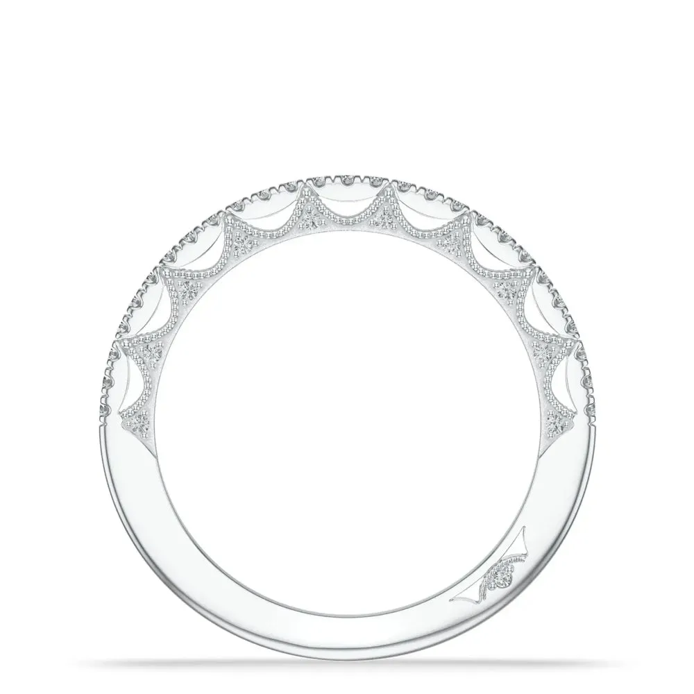 Tacori 18k Lunetta Crescent French Pav Diamond Wedding Band