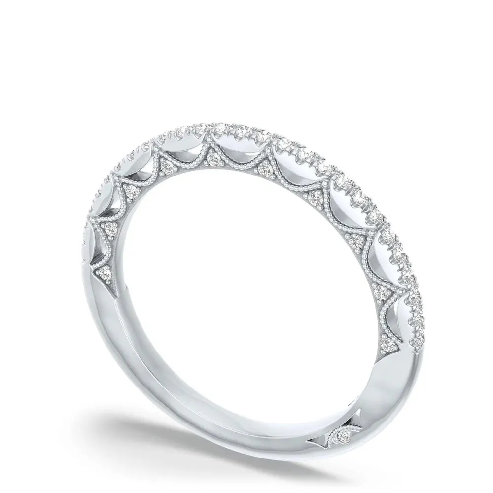 Tacori 18k Lunetta Crescent French Pav Diamond Wedding Band
