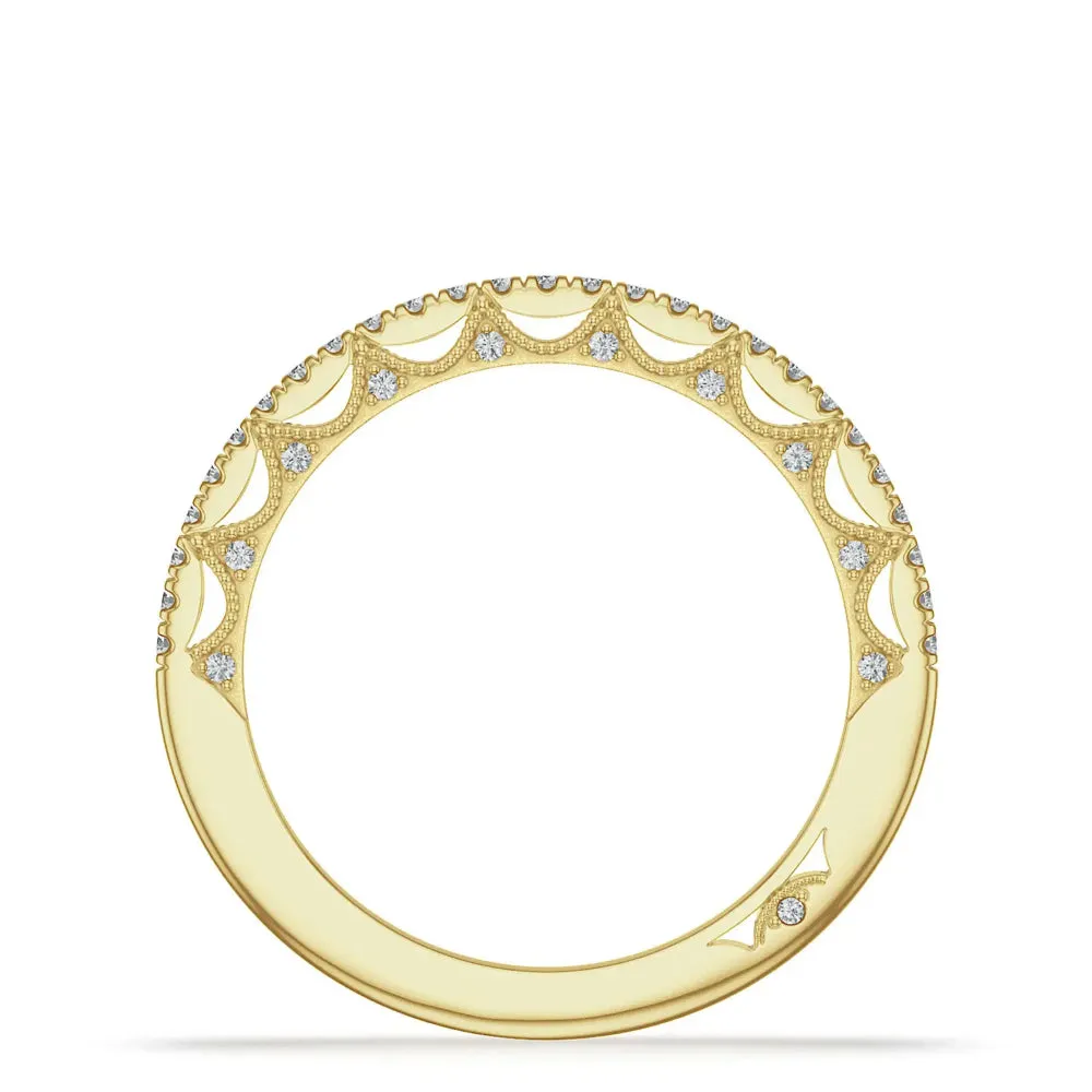 Tacori 18k Lunetta Crescent French Pav Diamond Wedding Band