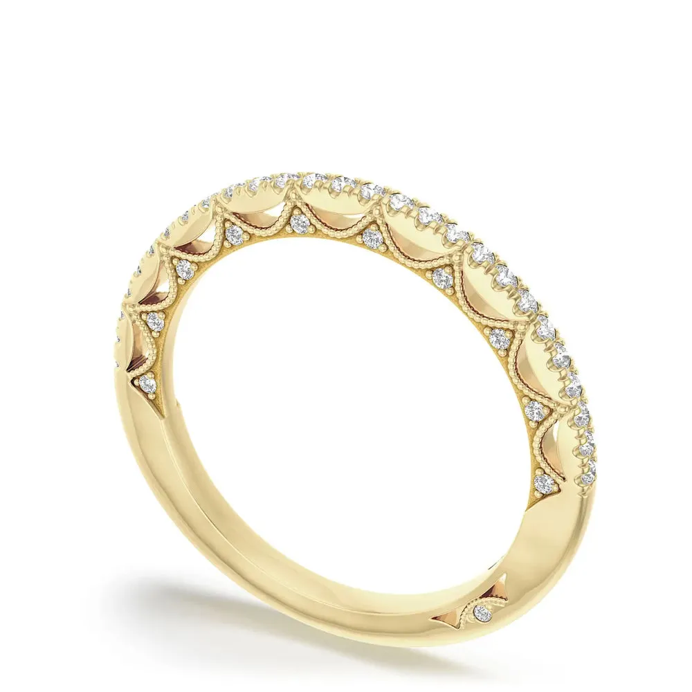 Tacori 18k Lunetta Crescent French Pav Diamond Wedding Band