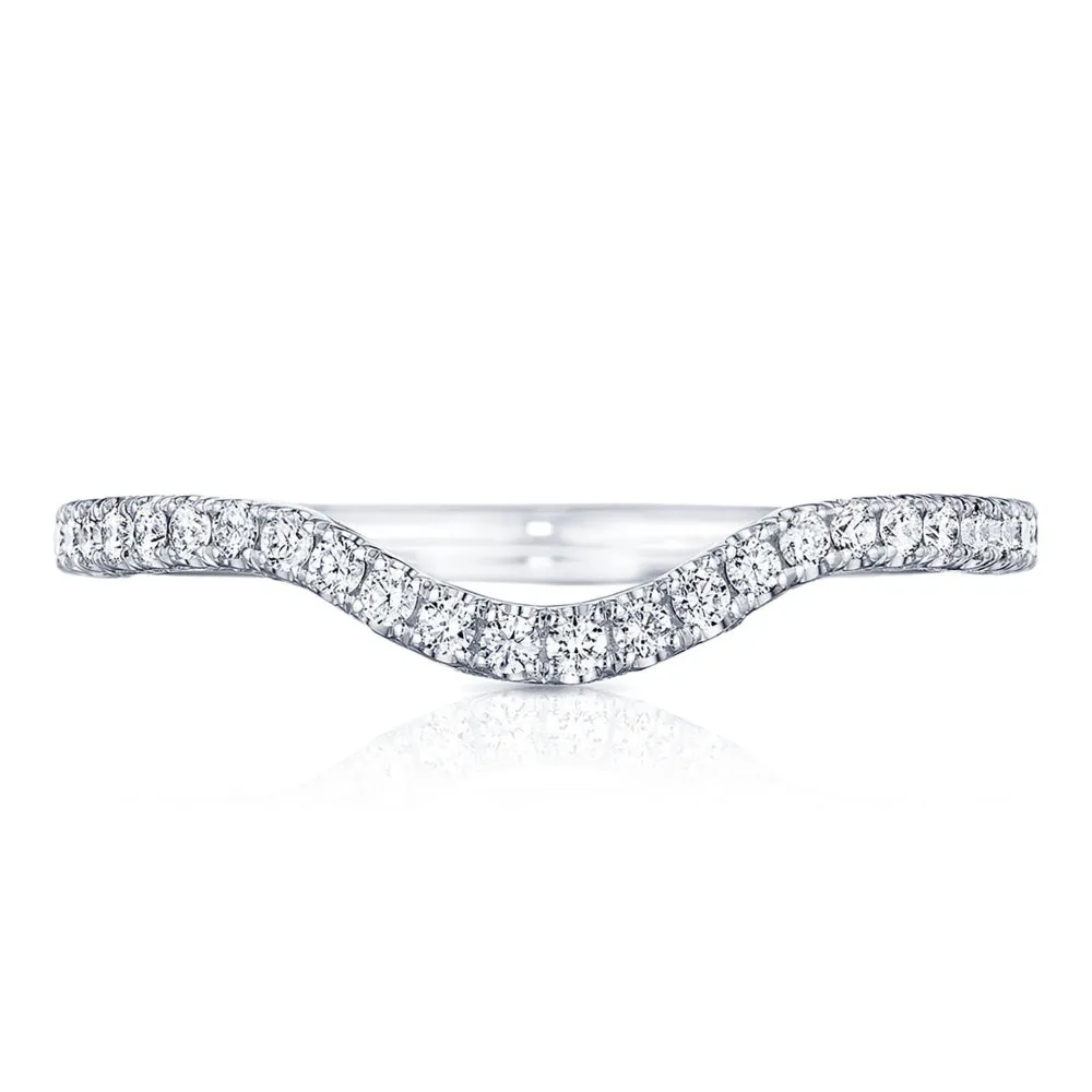 Tacori 18k Petite Crescent "Right" Curve French Pav Diamond Wedding Band