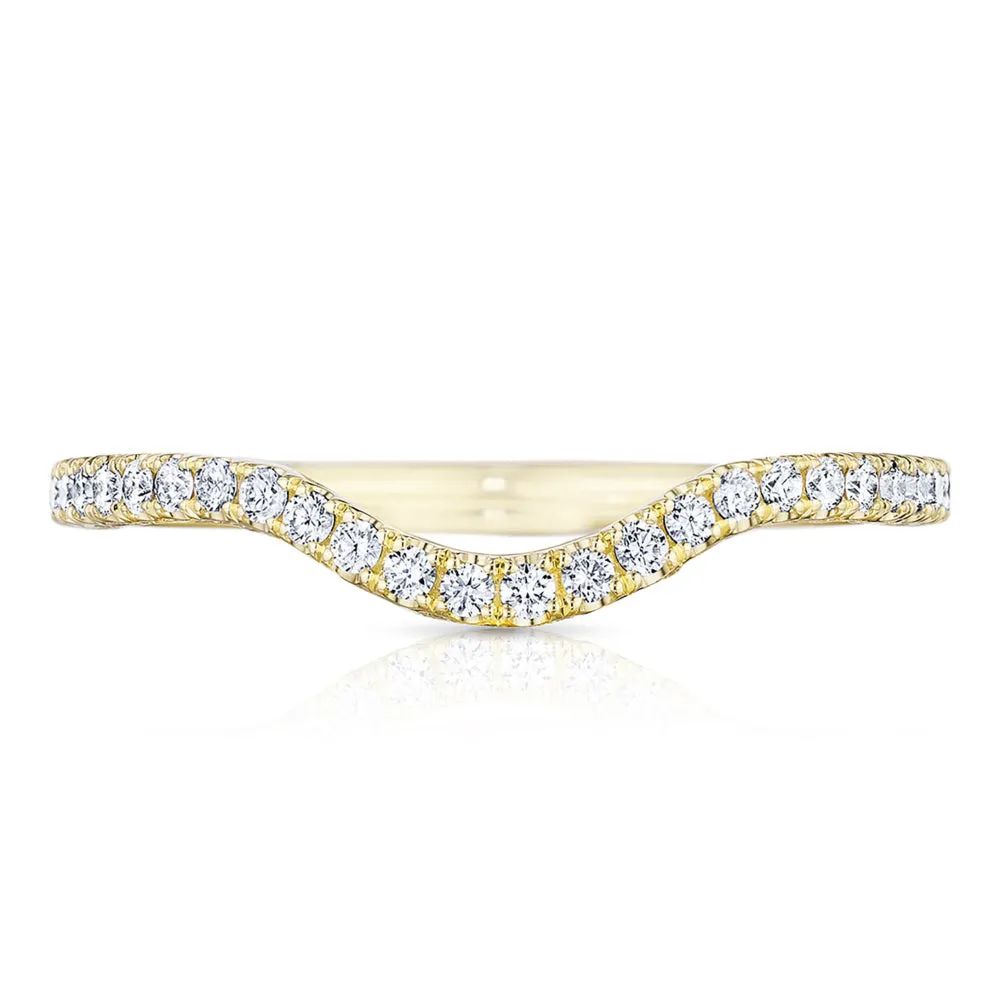 Tacori 18k Petite Crescent "Right" Curve French Pav Diamond Wedding Band