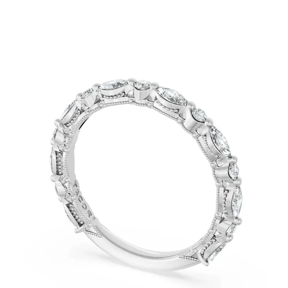 Tacori 18k Sculpted Crescent Marquise & Round Diamond Wedding Band